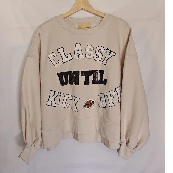 Judith March CLASSY UNTIL KICKOFF PULLOVER Sweatshirt Cream Off White M Football